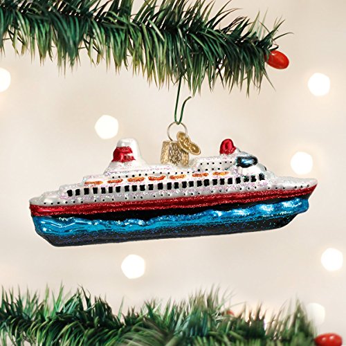 Old World Christmas Cruise Ship Old World - Figura Decorativa de Cristal soplado para árbol de Navidad, Multicolor