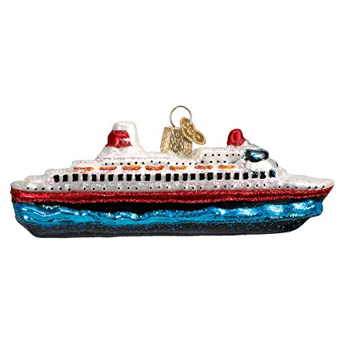 Old World Christmas Cruise Ship Old World - Figura Decorativa de Cristal soplado para árbol de Navidad, Multicolor