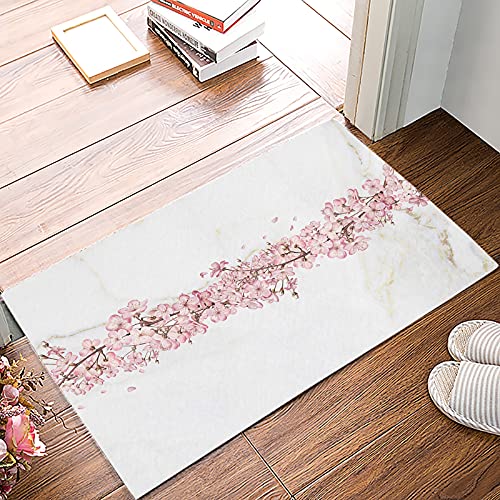 OPLJ Alfombra de baño con diseño de flor de rama, color rosa, estilo cerezo, antideslizante, lavable, tamaño A1, 50 x 80 cm