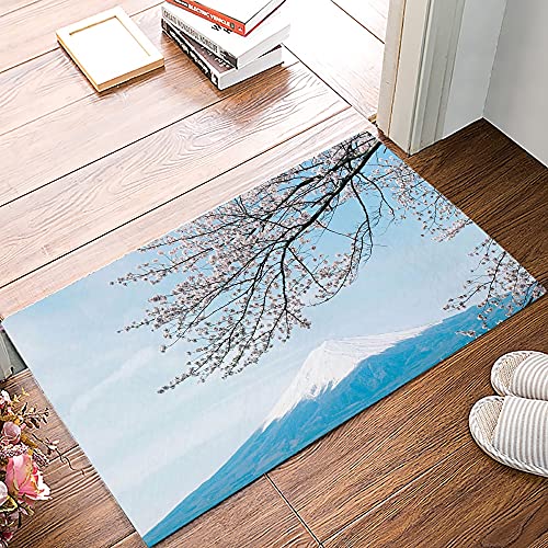 OPLJ Alfombra de baño con diseño de flor de rama, color rosa, estilo cerezo, antideslizante, lavable, tamaño A1, 50 x 80 cm