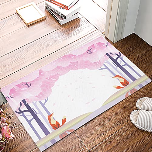 OPLJ Alfombra de baño con diseño de flor de rama, color rosa, estilo cerezo, antideslizante, lavable, tamaño A1, 50 x 80 cm