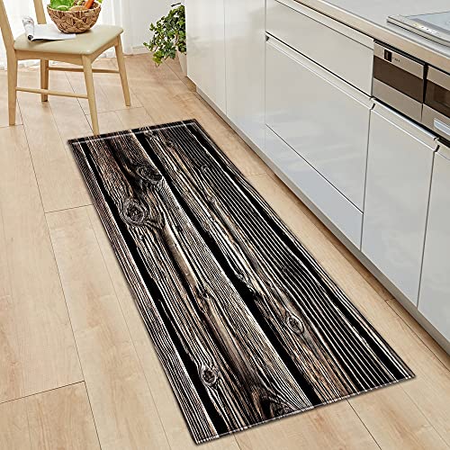OPLJ Alfombra moderna de madera para puerta de cocina, antideslizante, para cuarto de baño, entrada, pasillo o pasillo, tamaño A17, 40 x 120 cm