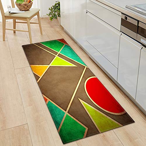 OPLJ Felpudo de cocina con patrón geométrico para dormitorio, mesita de noche, alfombra antideslizante para pasillo, balcón, baño, tamaño A21, 40 x 120 cm