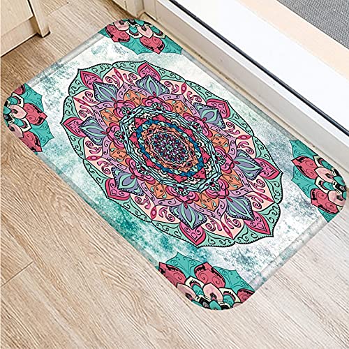 OPLJ Felpudo de mármol rosa mandala antideslizante para el hogar, decoración de cocina, alfombra de entrada A16 40 x 60 cm