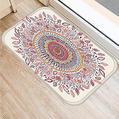 OPLJ Felpudo de mármol rosa mandala antideslizante para el hogar, decoración de cocina, alfombra de entrada A16 40 x 60 cm