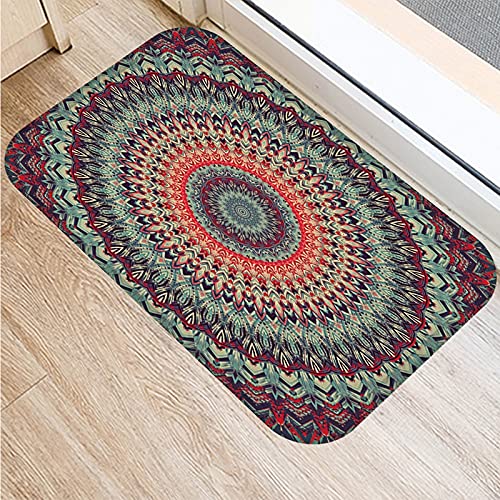 OPLJ Felpudo de mármol rosa mandala antideslizante para el hogar, decoración de cocina, alfombra de entrada A16 40 x 60 cm