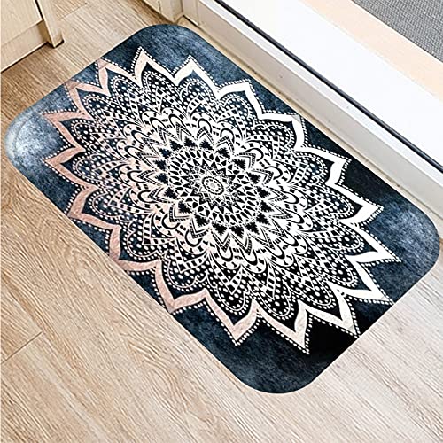OPLJ Felpudo de mármol rosa mandala antideslizante para el hogar, decoración de cocina, alfombra de entrada A16 40 x 60 cm
