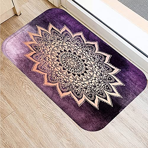 OPLJ Felpudo de mármol rosa mandala antideslizante para el hogar, decoración de cocina, alfombra de entrada A16 40 x 60 cm