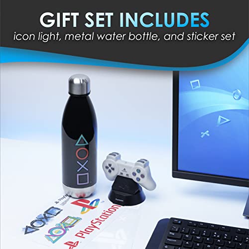 Paladone Set de regalo Playstation con luz de iconos, pegatinas y botella - Mercancía oficial