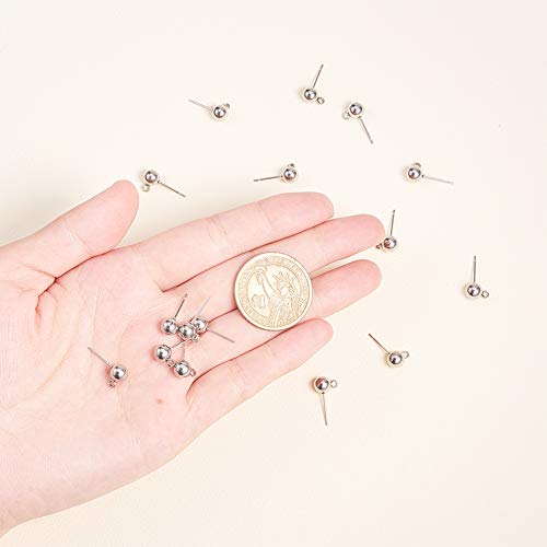 PandaHall Elite Componentes del Pendientes de Acero Inoxidable, Acero Inoxidable Color, 17x9x6mm, Agujero: 1mm; Pin: 0.4mm