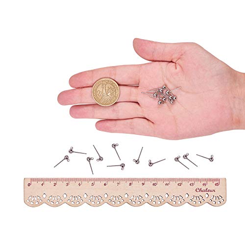 PandaHall Elite Componentes del Pendientes de Acero Inoxidable, Acero Inoxidable Color,15x6x4mm, Agujero: 1mm; Pin: 0.4mm