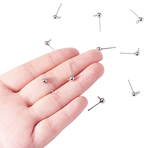 PandaHall Elite Componentes del Pendientes de Acero Inoxidable, Acero Inoxidable Color,16x6mm, Agujero: 2 mm; Pin: 0.8mm