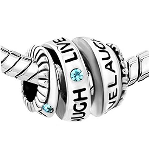Pandora 925 Colgante De Plata Esterlina Cristal Azul Live Love Laugh Espiral Charm Bead Fit Pulsera
