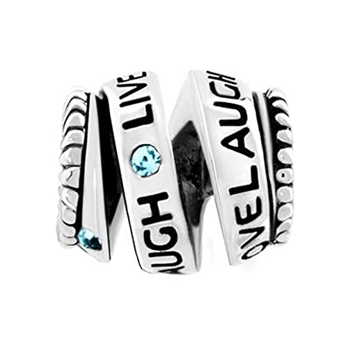 Pandora 925 Colgante De Plata Esterlina Cristal Azul Live Love Laugh Espiral Charm Bead Fit Pulsera