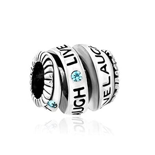 Pandora 925 Colgante De Plata Esterlina Cristal Azul Live Love Laugh Espiral Charm Bead Fit Pulsera