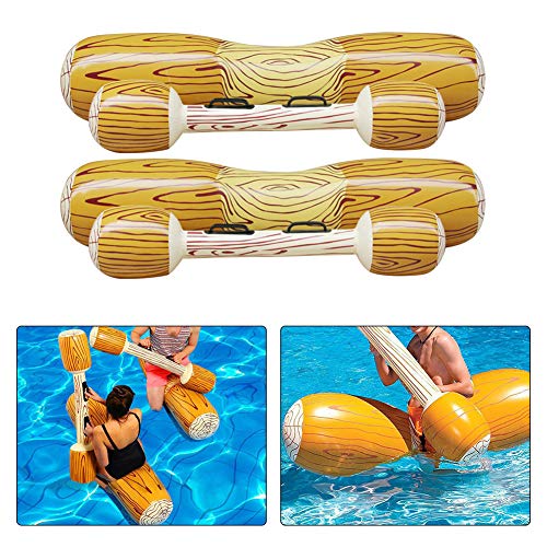 Paquete de 4 piezas de juguetes acuáticos flotantes inflables Troncos de batalla aireados, Cama flotante Tumbona de piscina Bote flotante para piscina fiesta playa, piscina Juguetes para adultos/niños