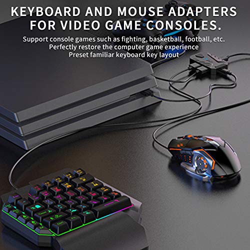 para Consolas de Videojuegos Juego Combinado de convertidor de Teclado y Mouse para Juegos con Cable Adaptador OTG de Teclado y Mouse para PS3 / PS4 / PS5 / para Xbox360 / para Xbox One