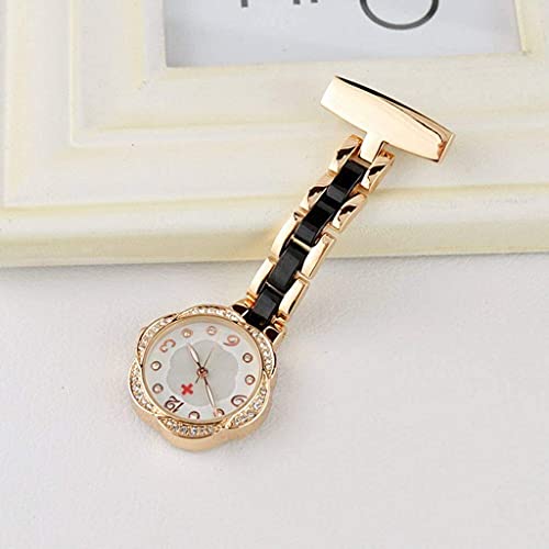 Paramedic Brooch Pin Medical Nurse Watch for Doctors Gift Women Clip-on Stainess Steel Pocket Watch Pendant Crystal Flower