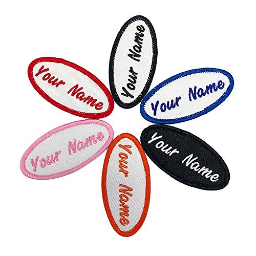 Parche de nombre ovalado personalizado, etiqueta de nombre bordada personalizada de 2 piezas para coser / planchar para ropa, chaquetas, uniforme, camisa de trabajo
