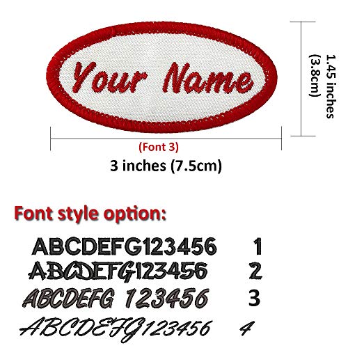 Parche de nombre ovalado personalizado, etiqueta de nombre bordada personalizada de 2 piezas para coser / planchar para ropa, chaquetas, uniforme, camisa de trabajo