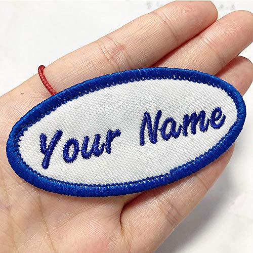 Parche de nombre ovalado personalizado, etiqueta de nombre bordada personalizada de 2 piezas para coser / planchar para ropa, chaquetas, uniforme, camisa de trabajo