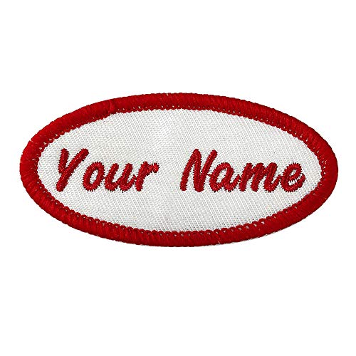 Parche de nombre ovalado personalizado, etiqueta de nombre bordada personalizada de 2 piezas para coser / planchar para ropa, chaquetas, uniforme, camisa de trabajo