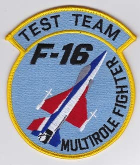 PATCHMANIA USAF Patch Test F 16 416 TS Test Sq Multirole Fighter Test Team 116mm Parche, Parches Termoadhesivos,Parche Bordado para la Ropa Termoadhesivo