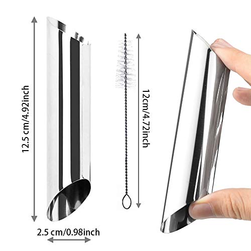 PERFETSELL 12 Pcs Tubos Repostería Molde Cannoli Moldes Acero Reposteria Tubos para Cannolis Moldes para Repostería Tubos Metalicos Repostería Moldes para Cannolis Repostería + Un Cepillo de Limpieza