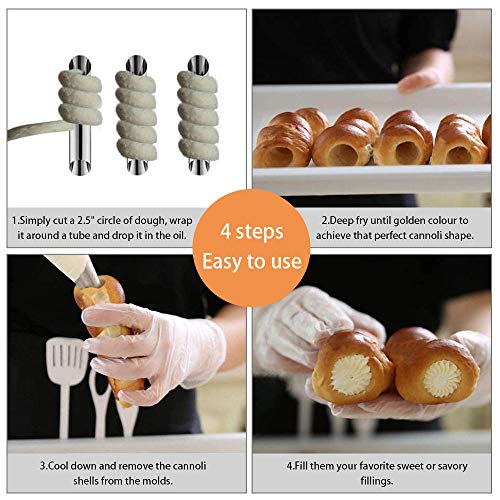PERFETSELL 12 Pcs Tubos Repostería Molde Cannoli Moldes Acero Reposteria Tubos para Cannolis Moldes para Repostería Tubos Metalicos Repostería Moldes para Cannolis Repostería + Un Cepillo de Limpieza