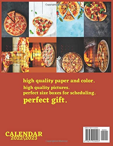 PIZZA CALENDAR 20223: monthly calendar 2022 18 months size 8.5x11 inch with high quality images gift for everyone .