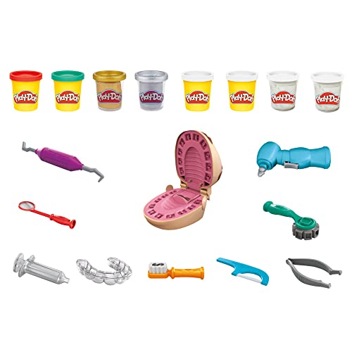 Play-Doh Juguete El Dentista Bromista niños a Partir 3 años con 8 Botes, no tóxico, Colores Surtidos
