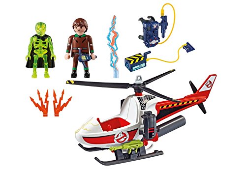 PLAYMOBIL Ghostbusters Venkman con Helicóptero y Chorros de Agua Reales, a Partir de 6 Años (9385)