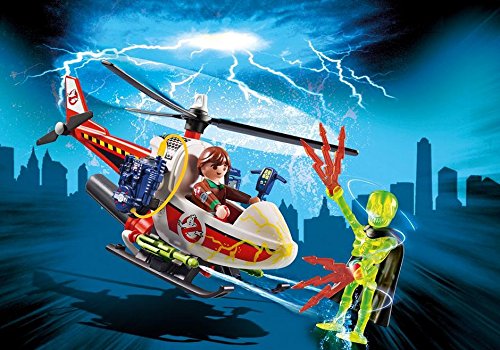 PLAYMOBIL Ghostbusters Venkman con Helicóptero y Chorros de Agua Reales, a Partir de 6 Años (9385)