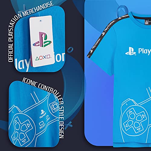 PlayStation Camiseta De Manga Corta para Niños, Camiseta Azul De Algodón, Regalos para Niño De Entre 5-15 Años (Azul, 7-8 años, 7_Years)