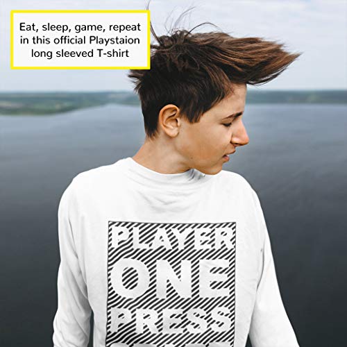 Playstation Player One Press Start - Camiseta de manga larga para niñas | Producto oficial | PS4 PS5 Kids Gamer Top para adolescentes y tallas de interpolación, idea de regalo de cumpleaños para niñas