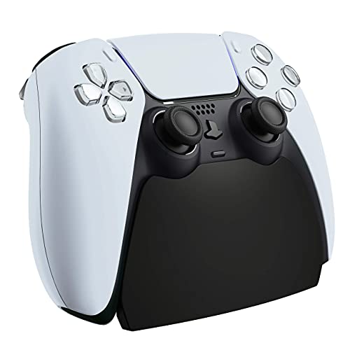 PlayVital Soporte de Estación para Playstation 5 Control Accesorios Gamepad Escritorio Soporte Holder para PS5 Control Soporte Desk para PS5 Mando con Almohadilla de Goma(Negro Sólido)