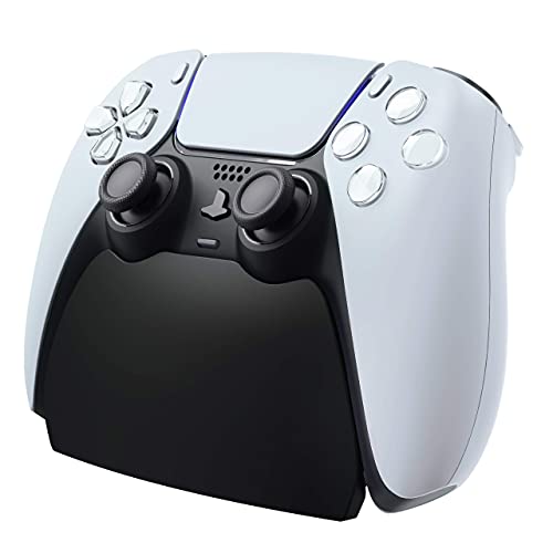PlayVital Soporte de Estación para Playstation 5 Control Accesorios Gamepad Escritorio Soporte Holder para PS5 Control Soporte Desk para PS5 Mando con Almohadilla de Goma(Negro Sólido)