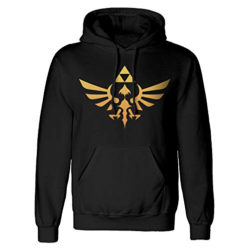 Popgear Zelda Logotipo de Hyrule Hombres Sudadera con Capucha suéter Negro XL | S-XXL, Interruptor de Regalos Gamer, Adulto con Capucha para niños, Idea del Regalo de cumpleaños Juego