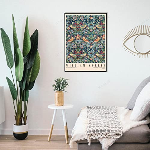 PóSter De La ExposicióN De William Morris Victoria And Albert Museum London Strawberry Thieves PatróN Flor Arte De La Pared PóSter DecoracióN 80x100cm (32x40") Sin Marco