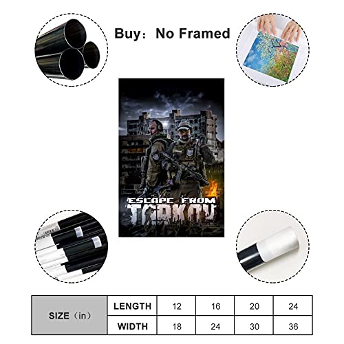 Póster de lona para decoración de pared, diseño de Game Escape from Tarkov, 14, para sala de estar, dormitorio, decoración Unframe: 50 x 75 cm