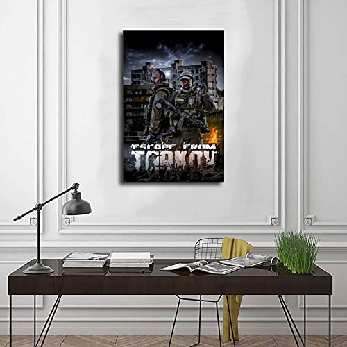 Póster de lona para decoración de pared, diseño de Game Escape from Tarkov, 14, para sala de estar, dormitorio, decoración Unframe: 50 x 75 cm