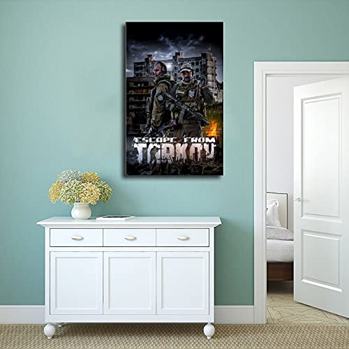 Póster de lona para decoración de pared, diseño de Game Escape from Tarkov, 14, para sala de estar, dormitorio, decoración Unframe: 50 x 75 cm