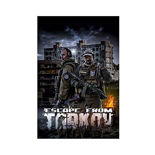 Póster de lona para decoración de pared, diseño de Game Escape from Tarkov, 14, para sala de estar, dormitorio, decoración Unframe: 50 x 75 cm