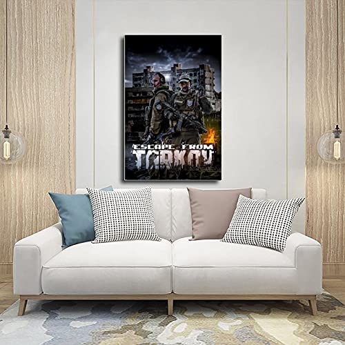 Póster de lona para decoración de pared, diseño de Game Escape from Tarkov, 14, para sala de estar, dormitorio, decoración Unframe: 50 x 75 cm