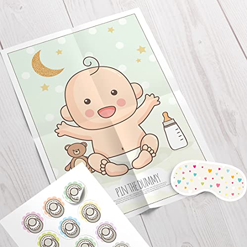 PrinBuzz Pin The Dummy on The Baby Game Shower Party Games Boy Girl Unisex Multi Player PIN2, 40 Player