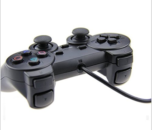 PS2 - Controlador de juego con cable para Sony Playstation 2, color negro
