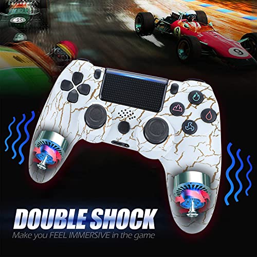 PS4 Mando Inalámbrico Game Mando Joystick con Touch Panel Audio Dual Vibración 6 Axis Bluetooth Controlador para Playstation 4/PS4 Pro/PS4 Slim/PS3/PS5 (Color : White Cracks)