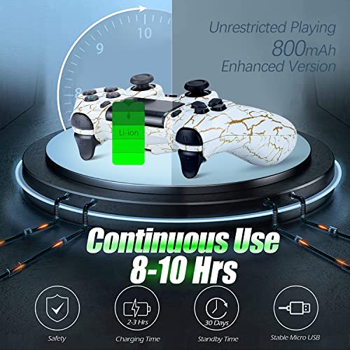 PS4 Mando Inalámbrico Game Mando Joystick con Touch Panel Audio Dual Vibración 6 Axis Bluetooth Controlador para Playstation 4/PS4 Pro/PS4 Slim/PS3/PS5 (Color : White Cracks)