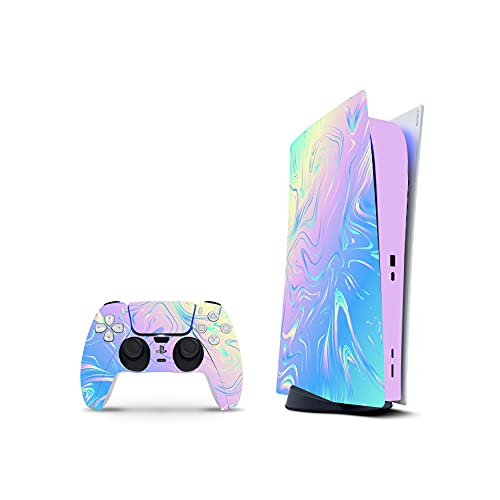 PS5 Digital Skin Console Controllers De 46 North Design, 3M Technology Calidad Que Calcomanías Coche, Magia De Flujo De Agua Rosa Azul, Duradera, Fabricado En Canadá