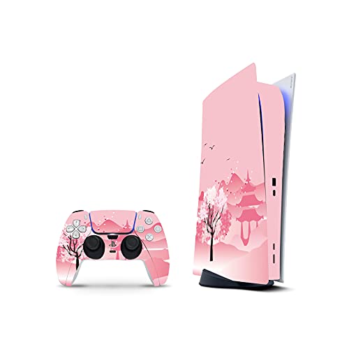 PS5 Digital Skin Console Controllers De 46 North Design, 3M Technology Calidad Que Calcomanías Coche, Rosa Paisaje Asia Templos Cielo Montaña, Duradera, Fabricado En Canadá